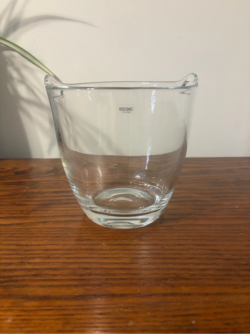 Krosno Poland hand blown Glass Ice Bucket Clear crystal barware chiller
